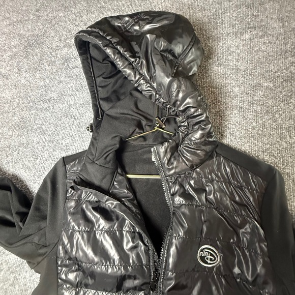 Disney Parks Run Disney Mickey Mouse Puffer Jacket Full Zip Hooded Black Women S - Picture 7 of 9